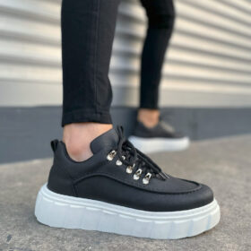 JY010 Cloud Bağcıklı Cilt Erkek Günlük Sneaker Ayakkabı CBT - Siyah