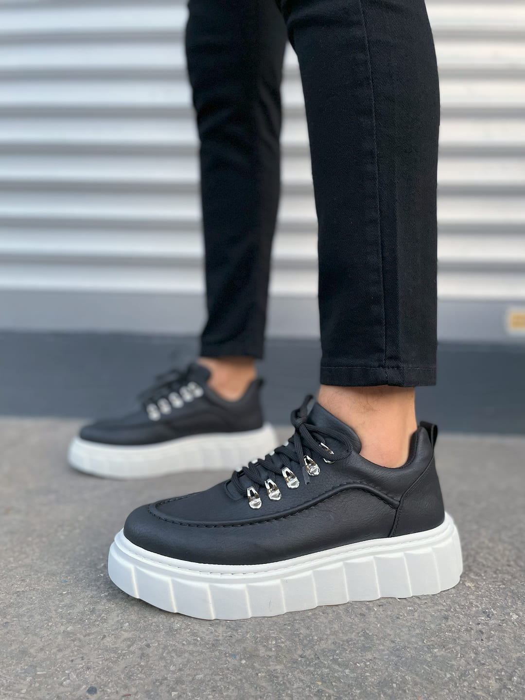 JY010 Cloud Bağcıklı Cilt Erkek Günlük Sneaker Ayakkabı CBT - Siyah - Görsel 2