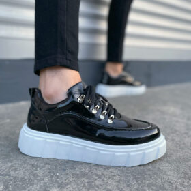 JY010 Cloud Bağcıklı Rugan Erkek Günlük Sneaker Ayakkabı RBT - Siyah
