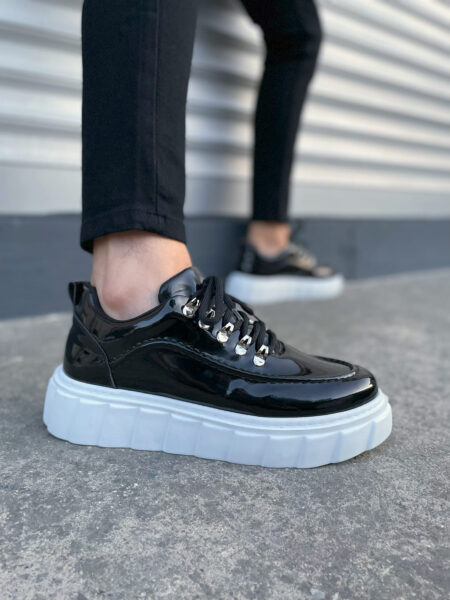 JY010 Cloud Bağcıklı Rugan Erkek Günlük Sneaker Ayakkabı RBT - Siyah