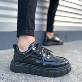 JY010 Cloud Bağcıklı Rugan Erkek Günlük Sneaker Ayakkabı RST - Siyah