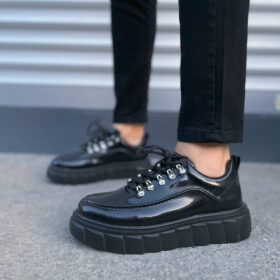 JY010 Cloud Bağcıklı Rugan Erkek Günlük Sneaker Ayakkabı RST - Siyah