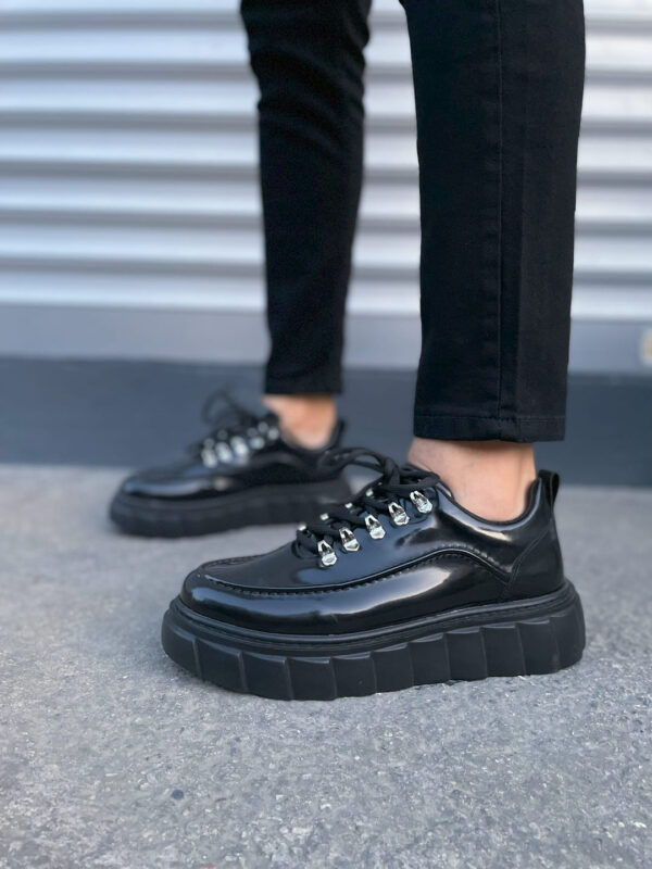 JY010 Cloud Bağcıklı Rugan Erkek Günlük Sneaker Ayakkabı RST - Siyah - Görsel 2