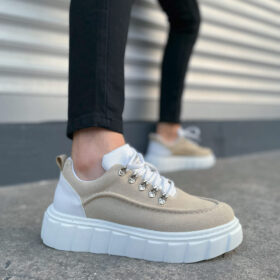 JY010 Cloud Bağcıklı Süet Erkek Günlük Sneaker Ayakkabı SBT - Krem/Beyaz