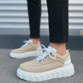 JY010 Cloud Bağcıklı Süet Erkek Günlük Sneaker Ayakkabı SBT - Krem/Beyaz