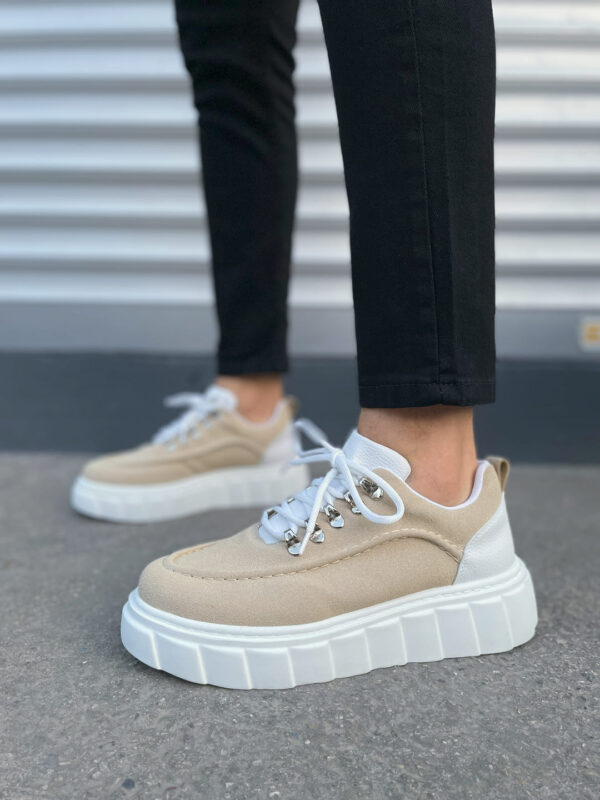 JY010 Cloud Bağcıklı Süet Erkek Günlük Sneaker Ayakkabı SBT - Krem/Beyaz - Görsel 2