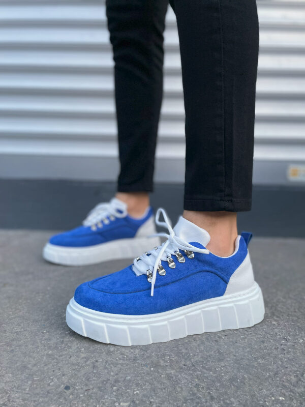 JY010 Cloud Bağcıklı Süet Erkek Günlük Sneaker Ayakkabı SBT - Mavi/Beyaz - Görsel 2