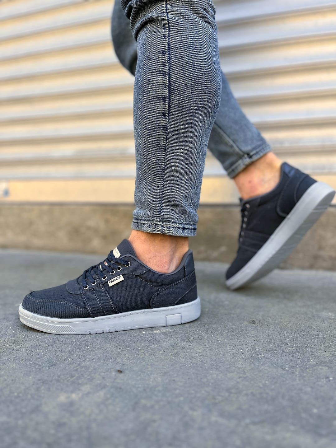 JY0118 REX Bağcıklı Keten Kumaş Erkek Günlük Sneaker Ayakkabı KGT - Füme - Görsel 3