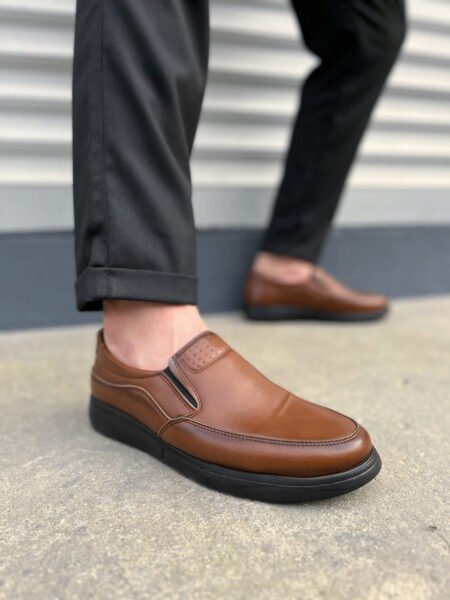JY0410 Classique Bağcıksız Cilt Erkek Günlük Klasik Ayakkabı CST - Kahverengi