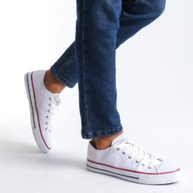 JY0422 Luke Bağcıklı Keten Kumaş Erkek Günlük Sneaker Ayakkabı KBT - Beyaz