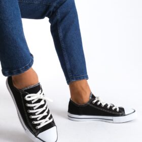 JY0422 Luke Bağcıklı Keten Kumaş Erkek Günlük Sneaker Ayakkabı KBT - Siyah