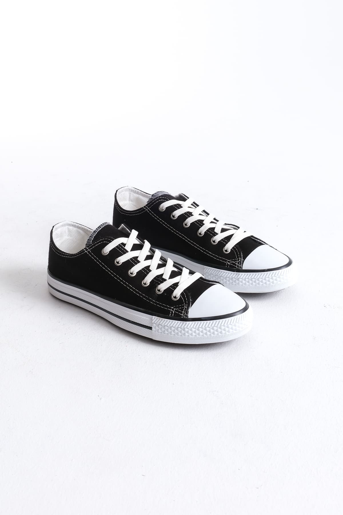 JY0422 Luke Bağcıklı Keten Kumaş Erkek Günlük Sneaker Ayakkabı KBT - Siyah - Görsel 4