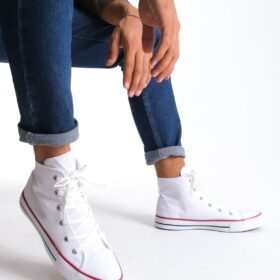 JY0423 AXE Bağcıklı Keten Kumaş Erkek Günlük Sneaker Ayakkabı KBT - Beyaz