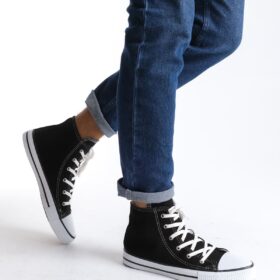 JY0423 AXE Bağcıklı Keten Kumaş Erkek Günlük Sneaker Ayakkabı KBT - Siyah