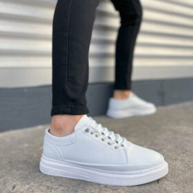 JY0535 Prime Bağcıklı Cilt Erkek Günlük Sneaker Ayakkabı CBT - Beyaz
