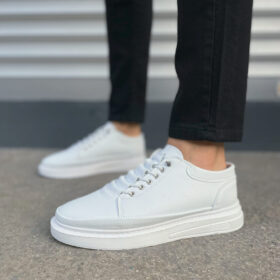 JY0535 Prime Bağcıklı Cilt Erkek Günlük Sneaker Ayakkabı CBT - Beyaz