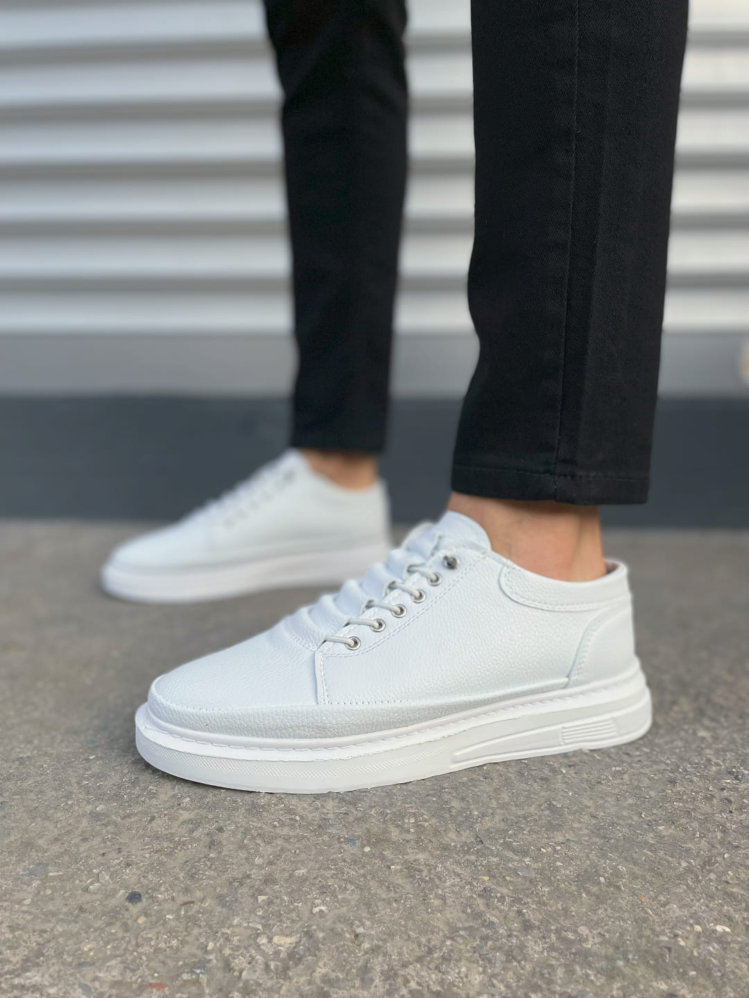 JY0535 Prime Bağcıklı Cilt Erkek Günlük Sneaker Ayakkabı CBT - Beyaz - Görsel 2