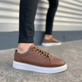 JY0535 Prime Bağcıklı Cilt Erkek Günlük Sneaker Ayakkabı CBT - Taba