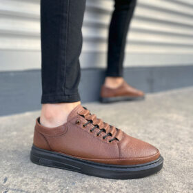 JY0535 Prime Bağcıklı Cilt Erkek Günlük Sneaker Ayakkabı CST - Taba