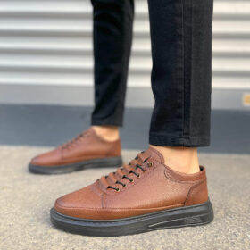 JY0535 Prime Bağcıklı Cilt Erkek Günlük Sneaker Ayakkabı CST - Taba