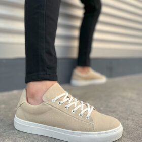 JY122 Mode Bağcıklı Süet Erkek Günlük Sneaker Ayakkabı SBT - Bej