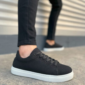 JY122 Mode Bağcıklı Süet Erkek Günlük Sneaker Ayakkabı SBT - Siyah