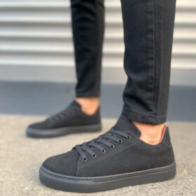 JY122 Mode Bağcıklı Süet Erkek Günlük Sneaker Ayakkabı SST - Siyah