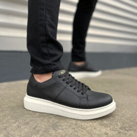 JY151 Boost Bağcıklı Cilt Erkek Günlük Sneaker Ayakkabı CBT - Siyah