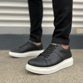 JY151 Boost Bağcıklı Cilt Erkek Günlük Sneaker Ayakkabı CBT - Siyah