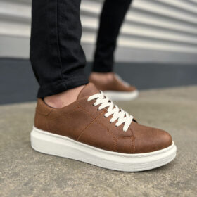 JY151 Boost Bağcıklı Cilt Erkek Günlük Sneaker Ayakkabı CBT - Taba
