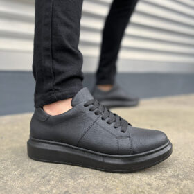 JY151 Boost Bağcıklı Cilt Erkek Günlük Sneaker Ayakkabı CST - Siyah