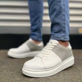 JY151 Boost Bağcıklı Cilt Süet Erkek Günlük Sneaker Ayakkabı CSBT - Beyaz/Gri