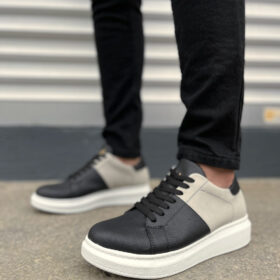 JY151 Boost Bağcıklı Cilt Süet Erkek Günlük Sneaker Ayakkabı CSBT - Siyah/Gri