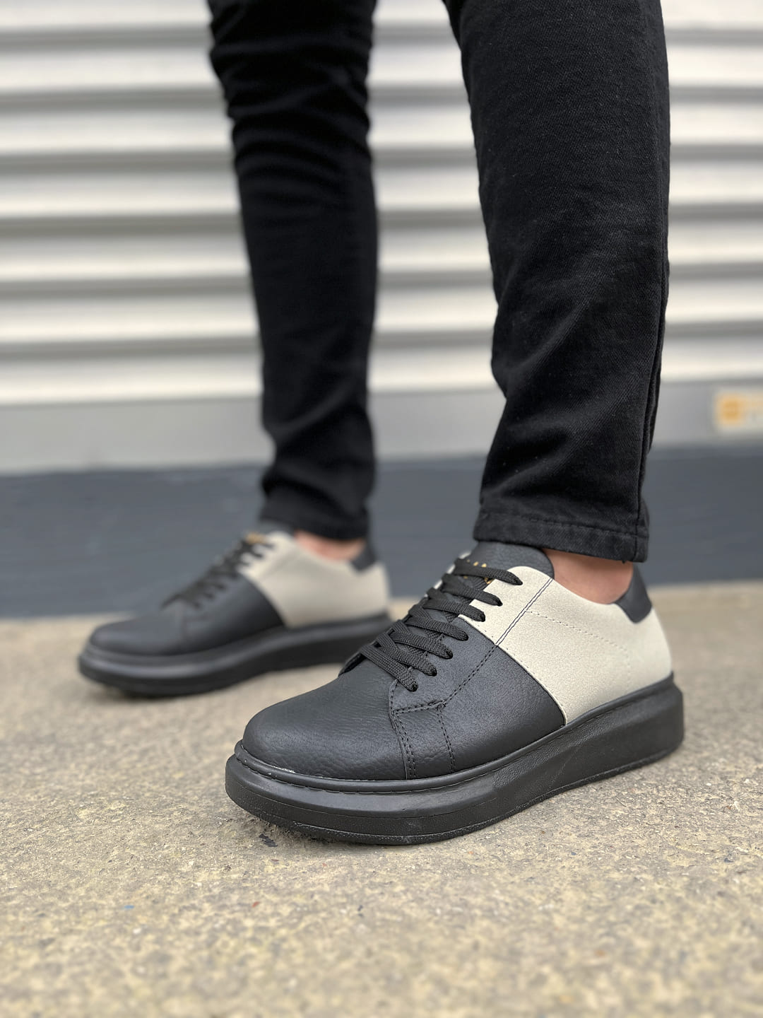JY151 Boost Bağcıklı Cilt Süet Erkek Günlük Sneaker Ayakkabı CSST - Siyah/Gri - Görsel 2