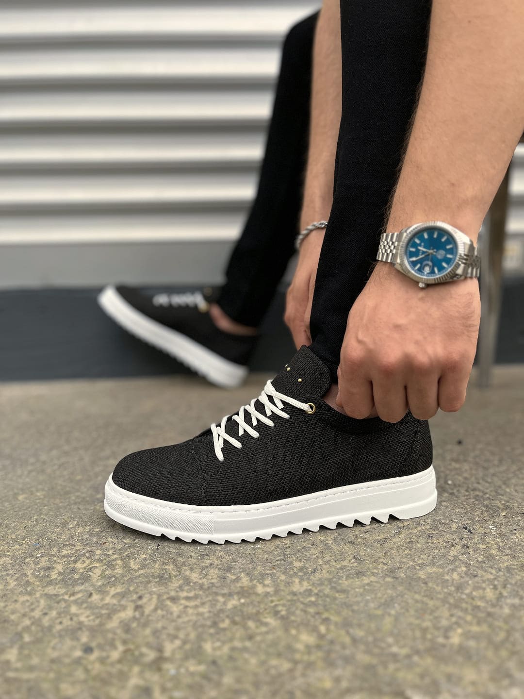 JY152 Cool Bağcıklı Keten Erkek Günlük Spor Klasik Ayakkabı KBT - Siyah - Görsel 3