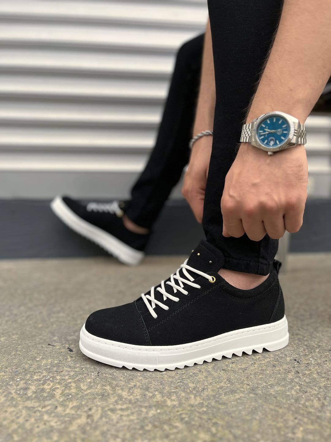 JY152 Cool Bağcıklı Süet Erkek Günlük Spor Klasik Ayakkabı SBT - Siyah - Görsel 3