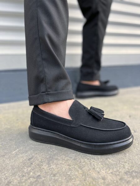 JY154 Blaze Bağcıksız Püsküllü Süet Erkek Günlük Spor Klasik Ayakkabı SST - Siyah