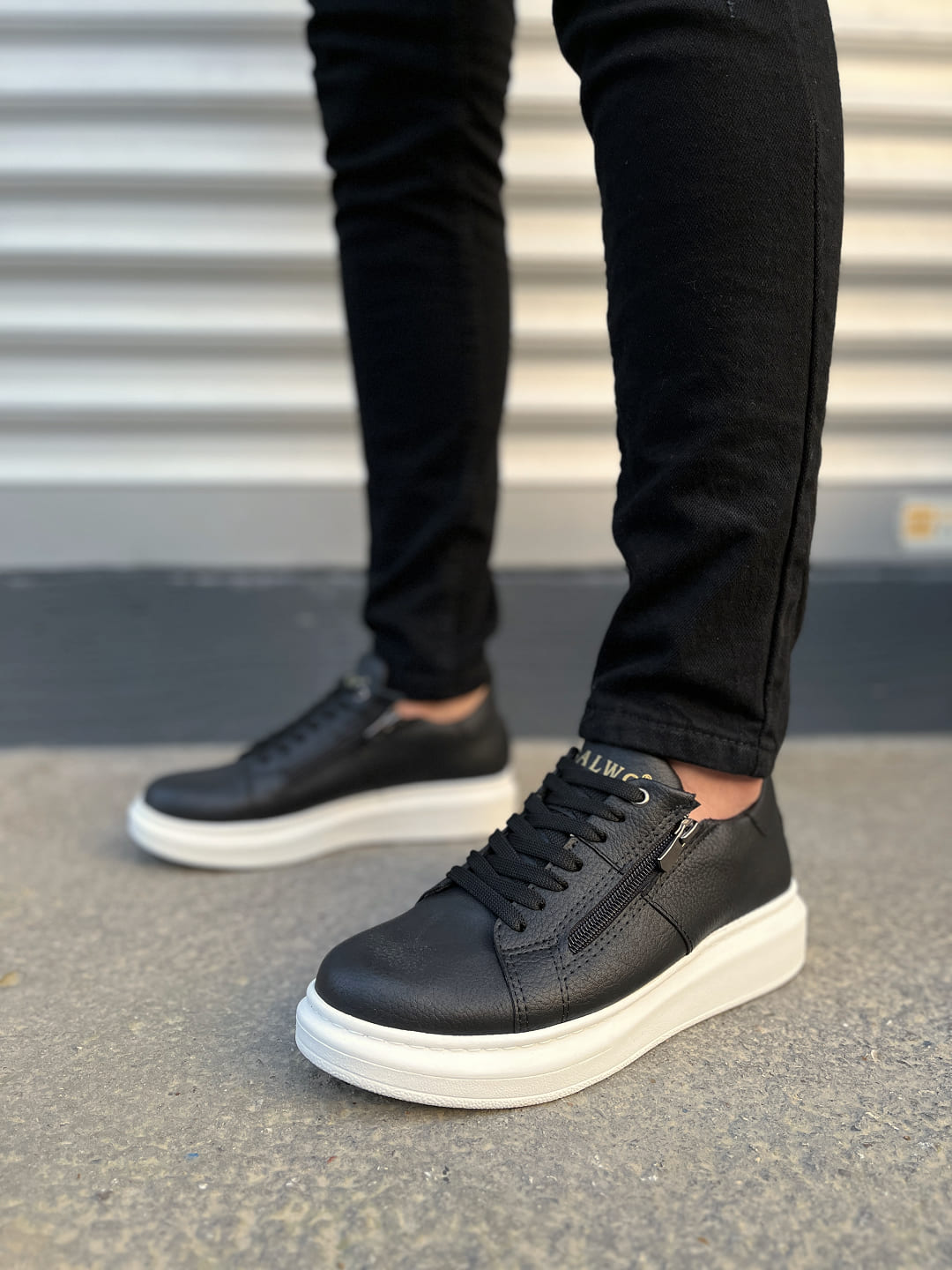 JY155 Warrior Bağcıklı ve Fermuarlı Cilt Erkek Günlük Sneaker Ayakkabı CBT - Siyah - Görsel 2