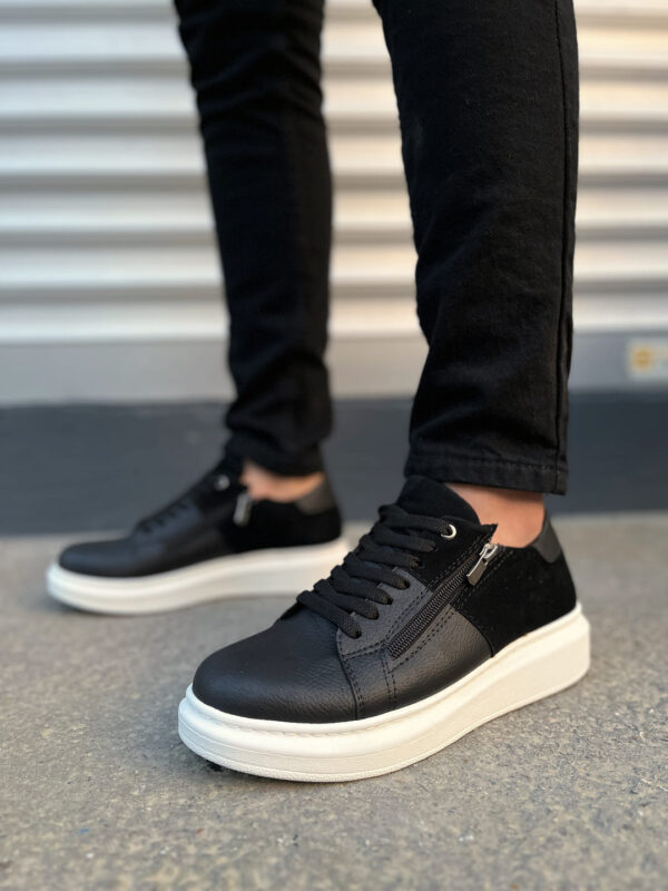 JY155 Warrior Bağcıklı ve Fermuarlı Cilt Süet Erkek Günlük Sneaker Ayakkabı CSBT - Siyah - Görsel 2