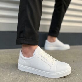 JY165 Elite Bağcıklı Cilt Erkek Günlük Sneaker Ayakkabı CBT - Beyaz