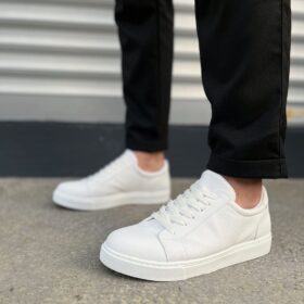 JY165 Elite Bağcıklı Cilt Erkek Günlük Sneaker Ayakkabı CBT - Beyaz