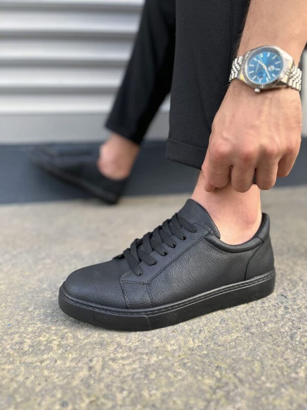 JY165 Elite Bağcıklı Cilt Erkek Günlük Sneaker Ayakkabı CST - Siyah - Görsel 3