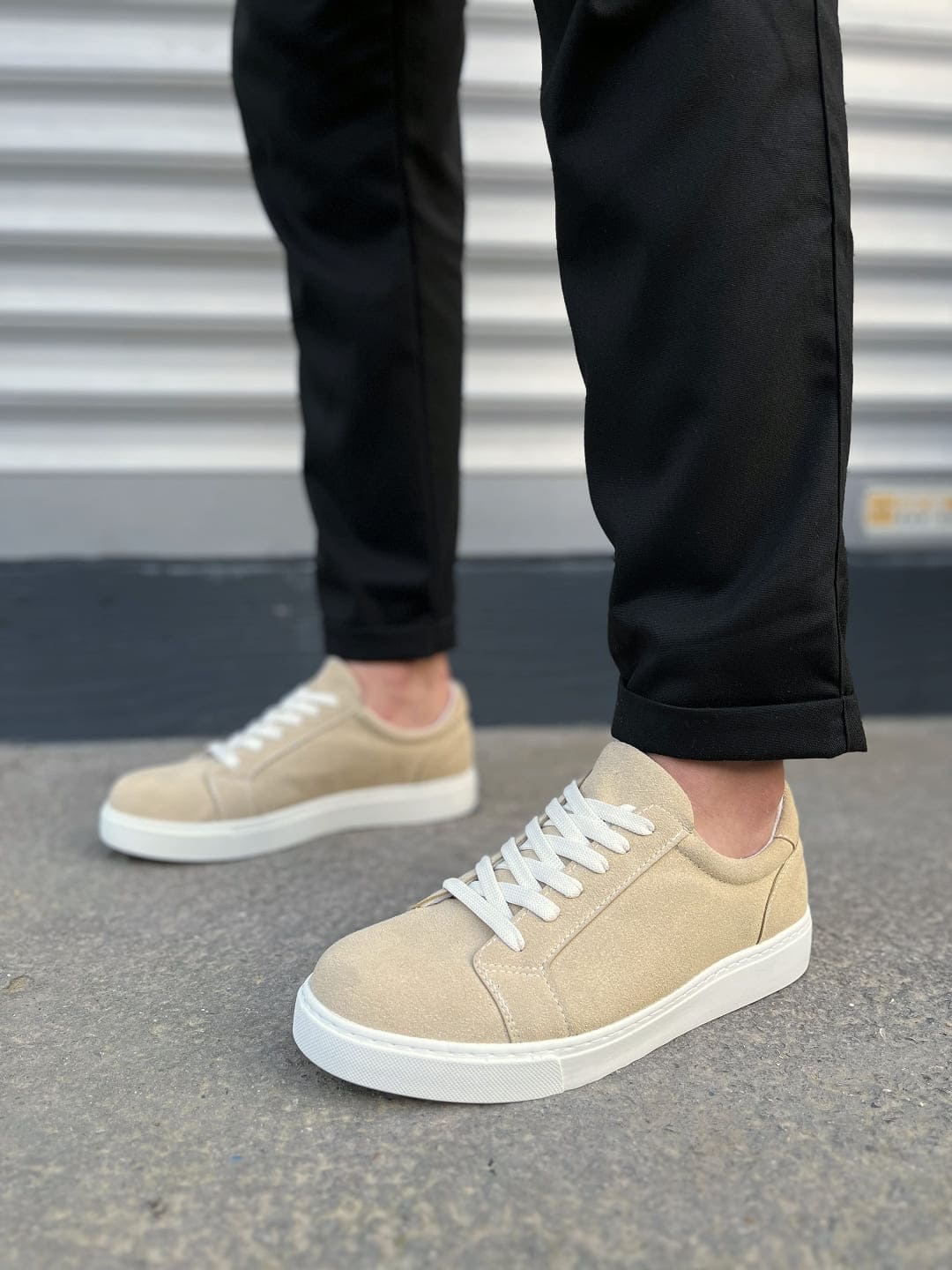 JY165 Elite Bağcıklı Süet Erkek Günlük Sneaker Ayakkabı SBT - Krem - Görsel 2