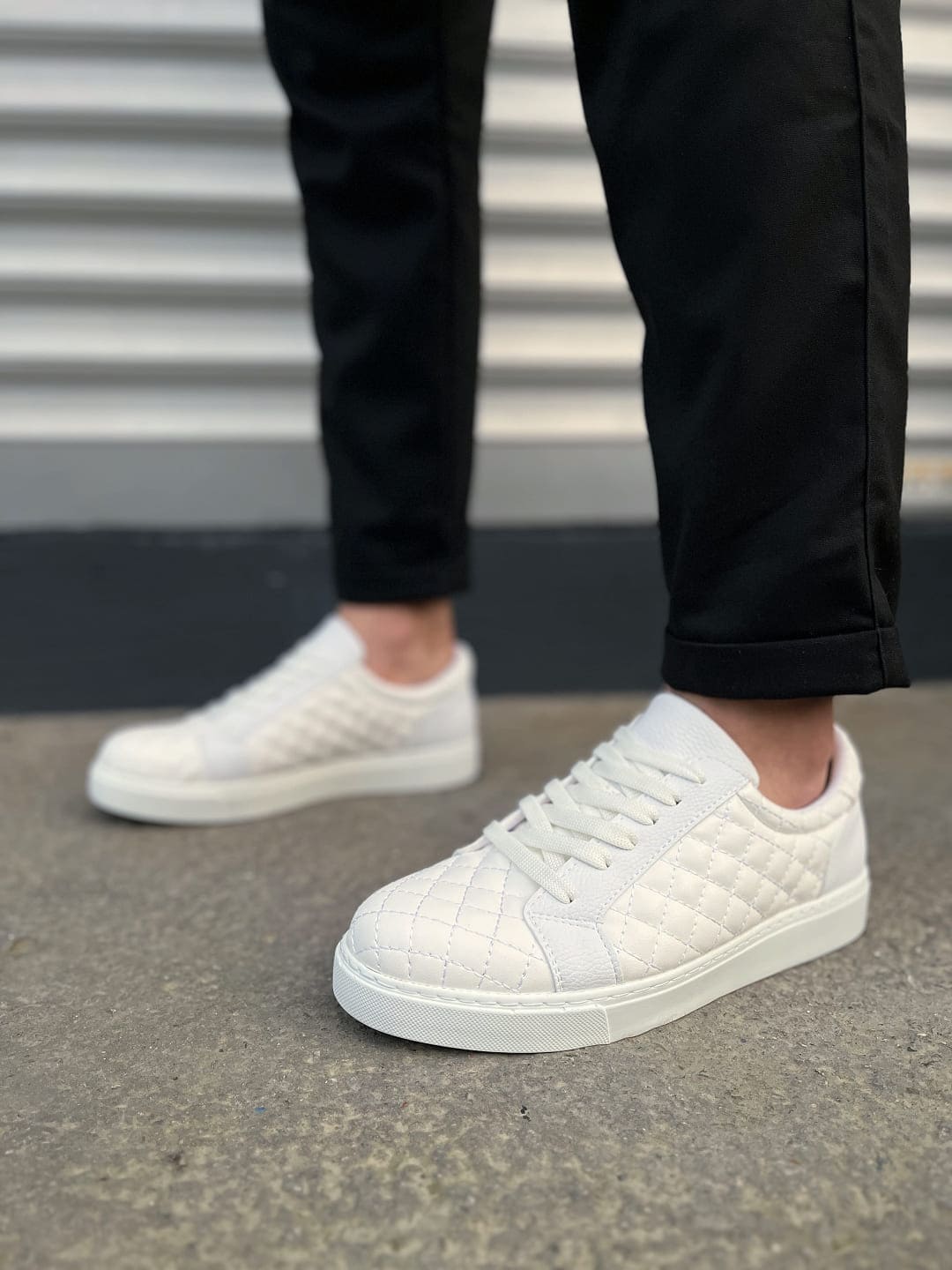 JY166 Prestige Bağcıklı Cilt Kapitone Desenli Erkek Günlük Sneaker Ayakkabı CBT - Beyaz - Görsel 2