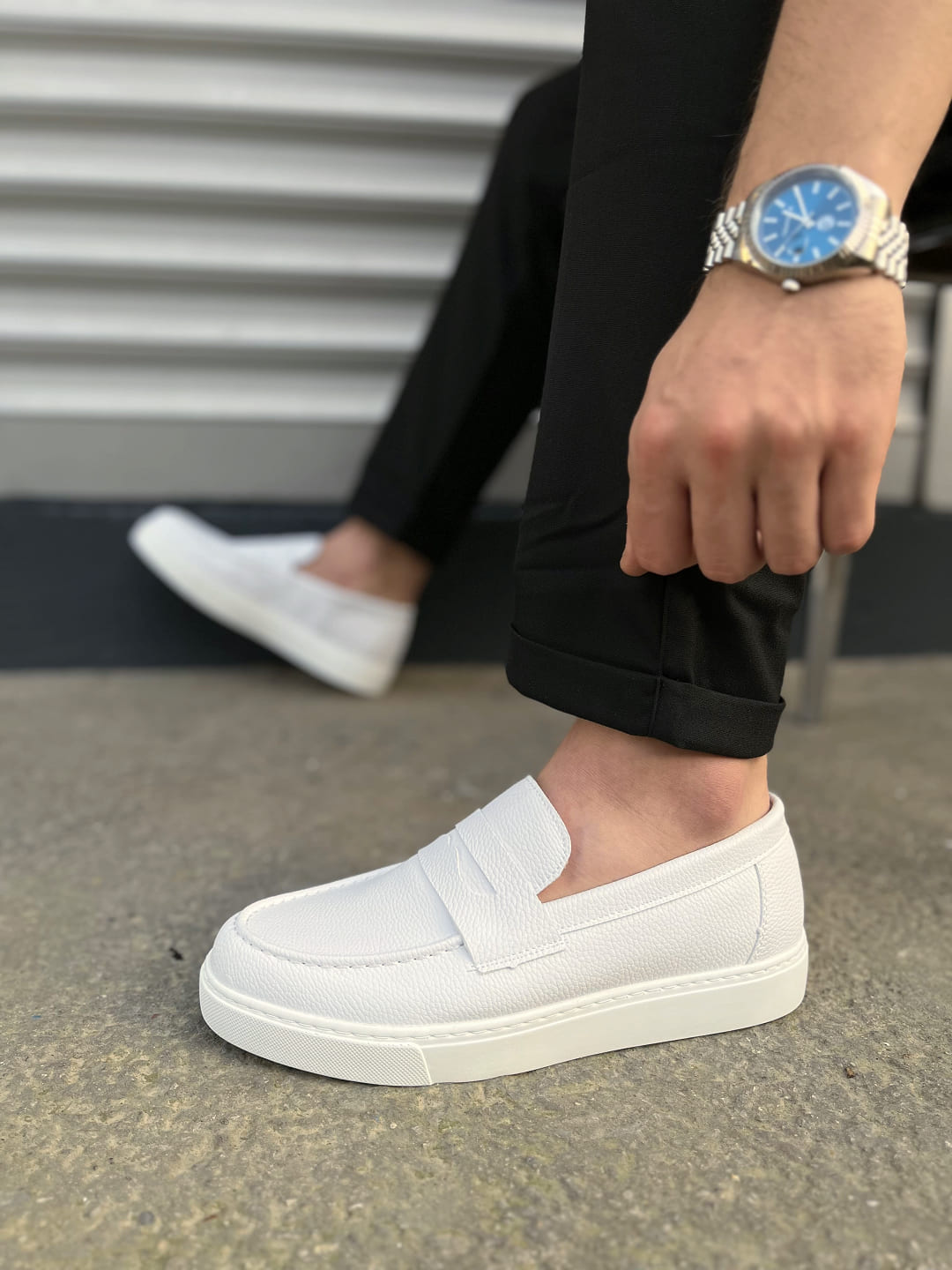 JY180 Estilo X Bağcıksız Cilt Erkek Günlük Spor Klasik Ayakkabı CBT - Beyaz - Görsel 3