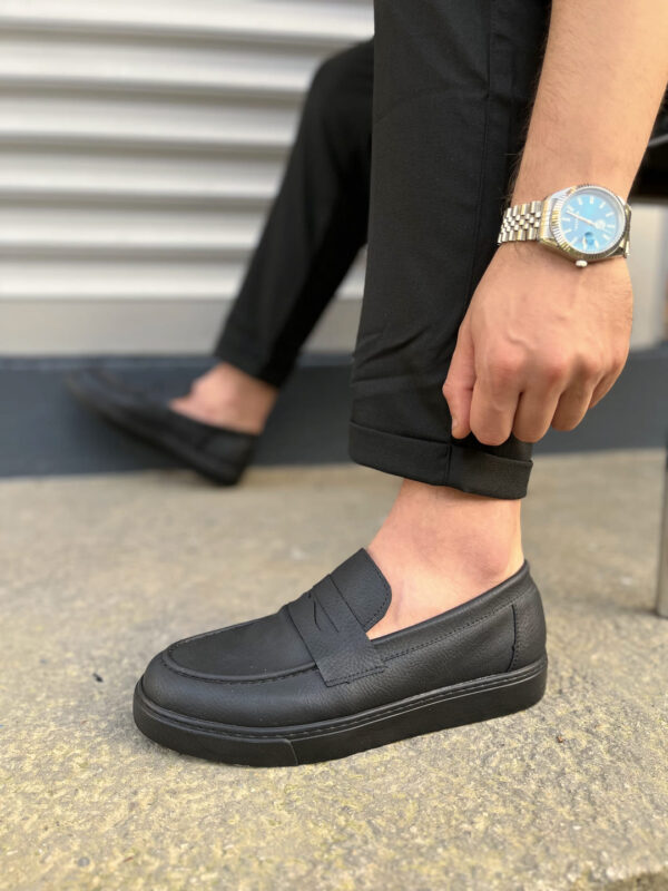 JY180 Estilo X Bağcıksız Cilt Erkek Günlük Spor Klasik Ayakkabı CST - Siyah - Görsel 3