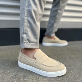 JY180 Estilo X Bağcıksız Süet Erkek Günlük Spor Klasik Ayakkabı SBT - Krem