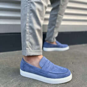 JY180 Estilo X Bağcıksız Süet Erkek Günlük Spor Klasik Ayakkabı SBT - Mavi