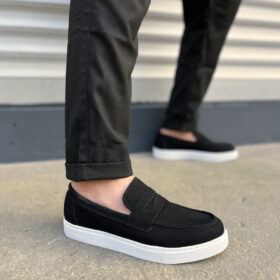 JY180 Estilo X Bağcıksız Süet Erkek Günlük Spor Klasik Ayakkabı SBT - Siyah