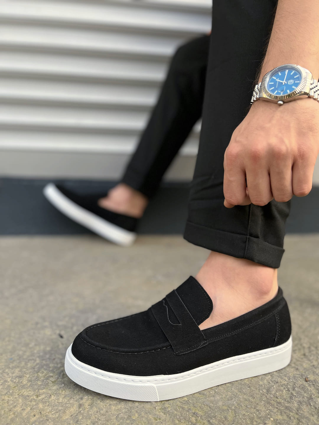 JY180 Estilo X Bağcıksız Süet Erkek Günlük Spor Klasik Ayakkabı SBT - Siyah - Görsel 3